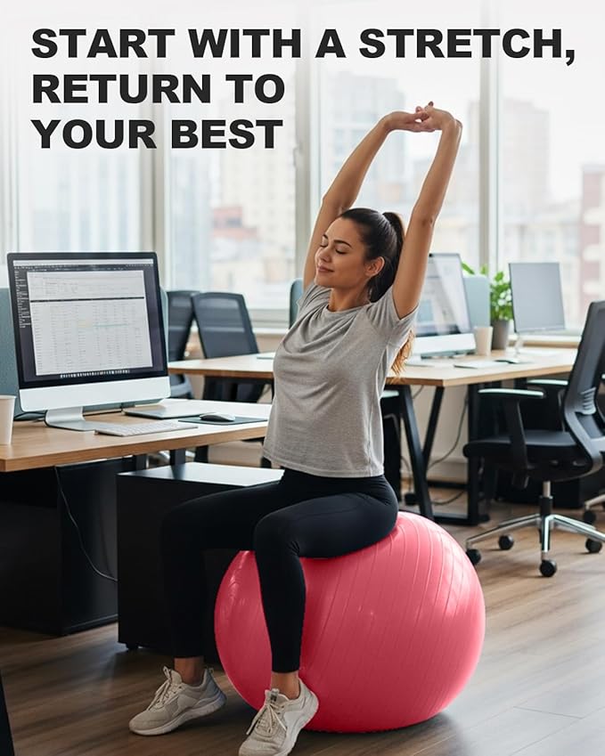 Trideer Exercise Ball for Yoga, Pilates & Fitness – Stability Ball Equipment for Home Gym & Office Chair, Core & Balance Training Accessories, Physical Therapy Equipment, Quick Pump Included, 5 Sizes