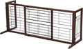 COZIWOW 38-67" Dog Gate Indoor, Free Standing Pet Gate for Doorways Extra Wide, Wooden Fence Puppy Safety Gates for The House, Stairs, Hallway, No Drilling Required,Brown