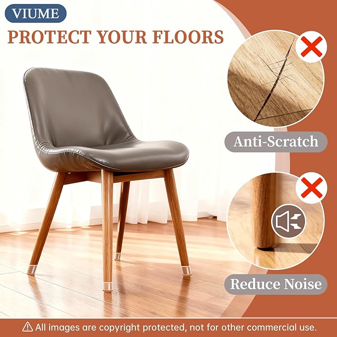 24 Pcs Chair Leg Floor Protectors for Hardwood Floors Silicone Covers to Protect Wood Tile Floors Scratches Felt Pads Furniture Leg Caps No Noise (Fit:0.5"-0.78")