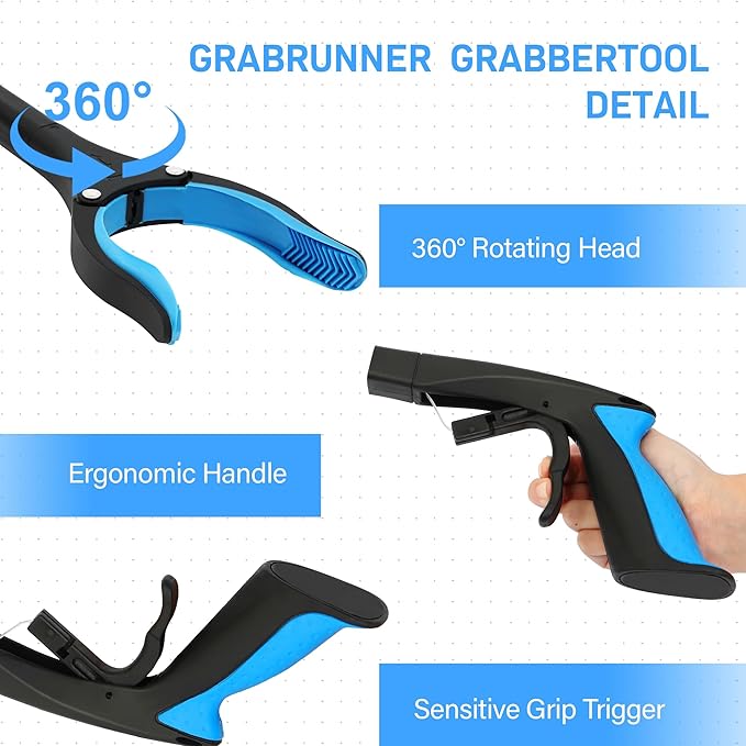 Grabber Reacher Tool -2 Pack 32” Reacher Grabber Tool with Strong Magnetic and Swivel Head - Pick Up Stick Grabbers for Seniors, Trash, Surgery Recovery Must Haves Gifts (Blue)