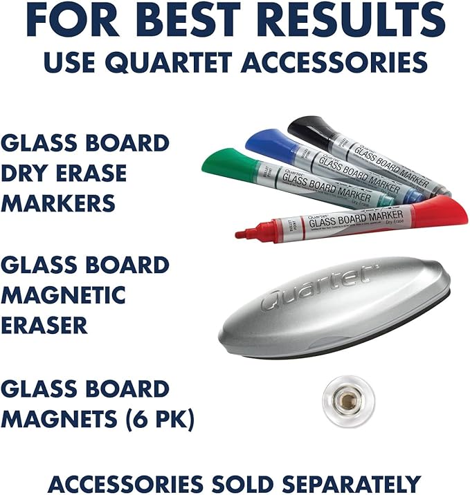 Quartet Magnetic Dry Erase Board, 48" x 36" Glass White Board for Wall, Frameless, InvisaMount, White (Q25F01IMW)