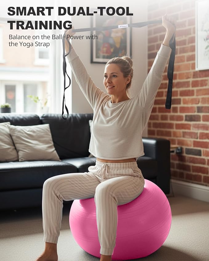 Trideer Exercise Ball for Yoga, Pilates & Fitness – Stability Ball Equipment for Home Gym & Office Chair, Core & Balance Training Accessories, Physical Therapy Equipment, Quick Pump Included, 5 Sizes