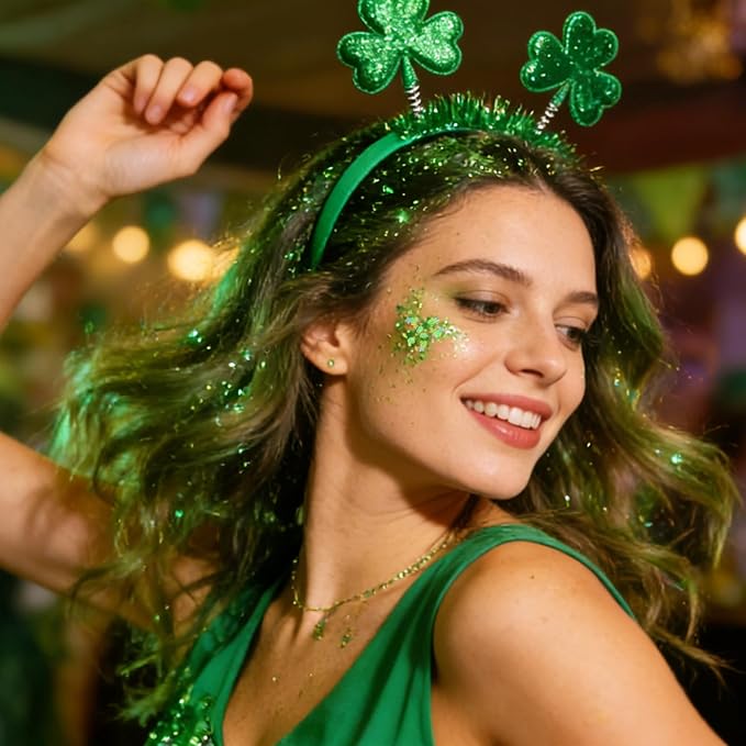 Mysense Neon Green Body Glitter Stick, Lime Green Face Hair Glitter, Mardi Gras Festival Rave Outfit for Women, St Patricks Day Accessories, Sparkling Mermaid Sequins Chunky Glitter Makeup, 0.56oz