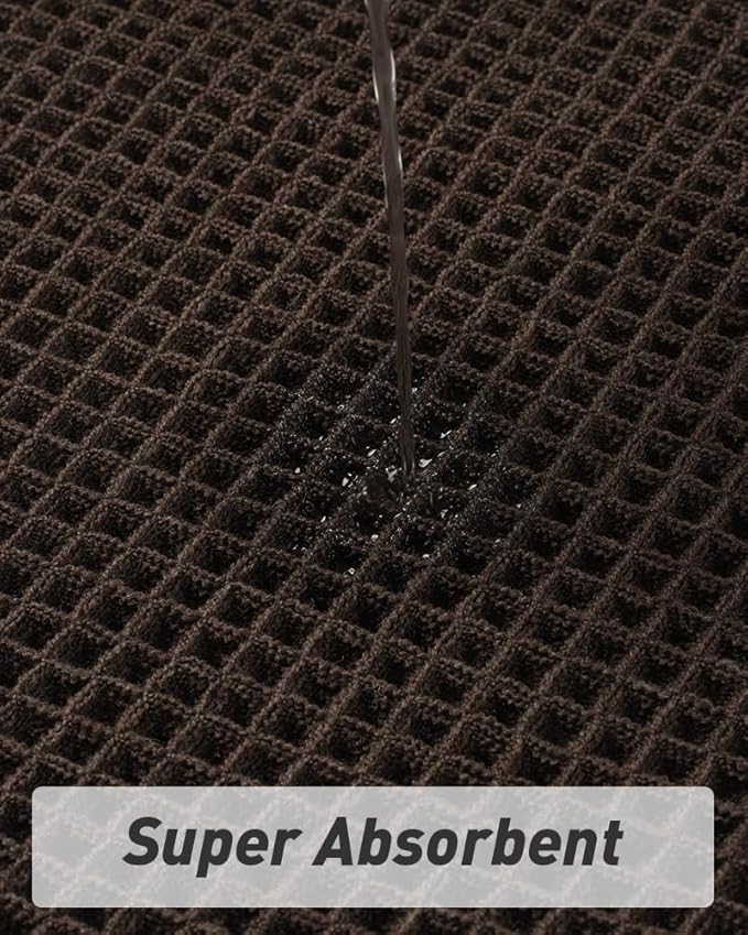 AMOAMI Upgraded Waffle Runner Rug Super Absorbent Non Slip Bath Mats for Bathroom Machine Washable Bathroom Runner Rug with Tassels, Ideal for Hallway Bedroom Laundry Room, Chocolate, 17" x 72"