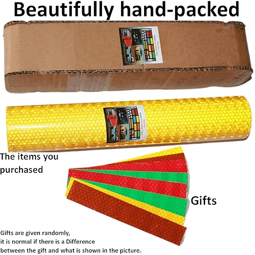 Yellow Reflective Tape 8 inch Wide, Outdoor Waterproof Hazard Conspicuity Safety Warning Industrial Marking Tape (10 feet)