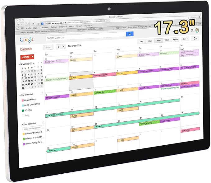 15.6 to 27 inch Touchscreen Digital Calendar & Wall Planners, Smart Whiteboard Calendar for Chore Chart & Work Schedule, Built in Speakers and Camera, Include Wall Mount & Desk Stand (17.3-inch)
