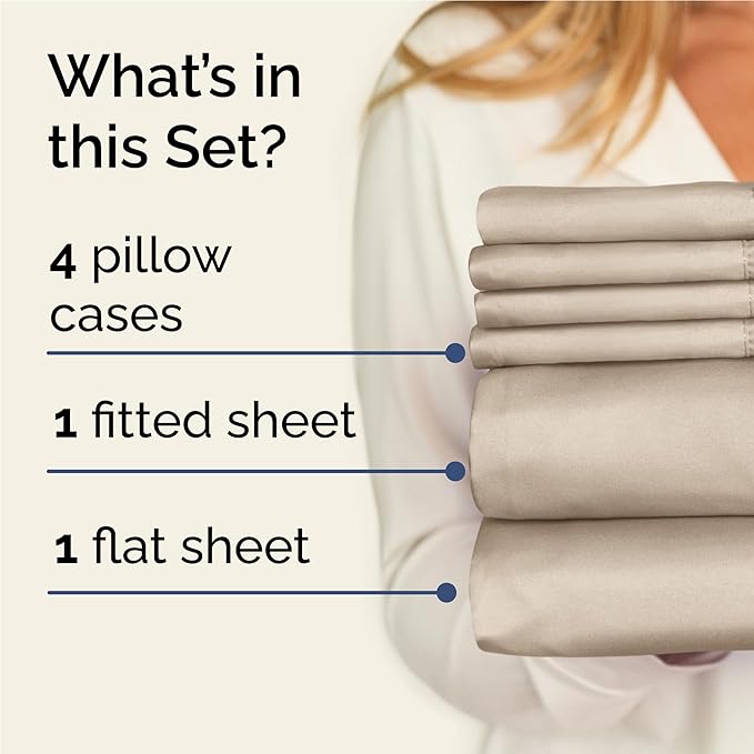 Full 6 Piece Sheet Set - Cooling & Breathable Bed Sheets - Hotel Luxury Bed Sheets for Women, Men, Kids & Teens - Comfy Bedding with Deep Pockets & Easy Fit - Soft and Wrinkle Free - Full Cream Sheets