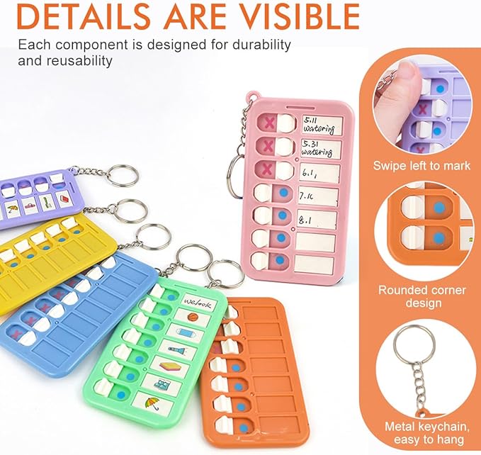 3 Pack Reminder Boards for The Elderly Detachable Daily Task Pads School Bags & Memory Aid Portable Visual Schedule with Keyring