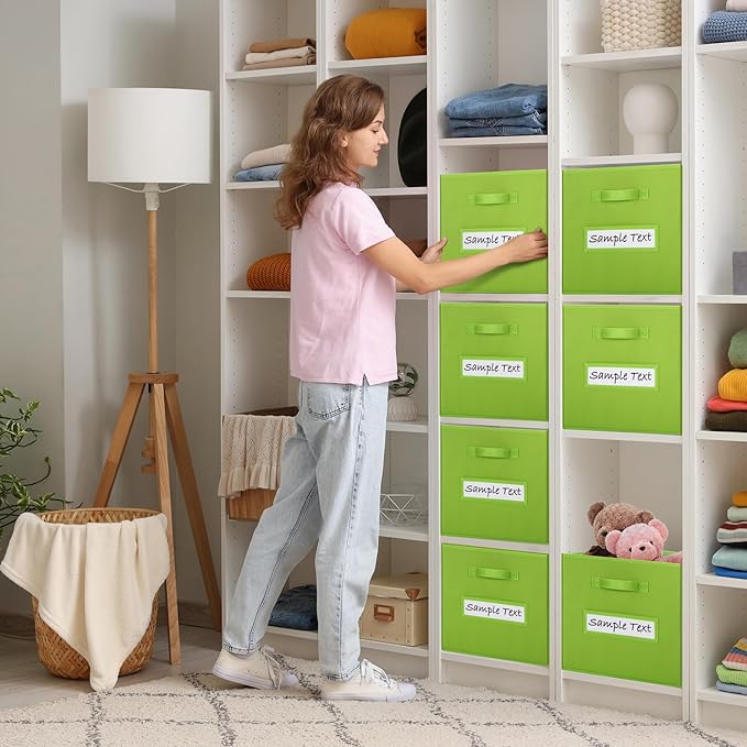 artsdi Fabric storage cubes (8 Pack) 11 Inch Cube Storage Bin, cube organizer bins with 8 Labels Window Cards & a Pen, Foldable cube organizer bins and Storage Box, lime green