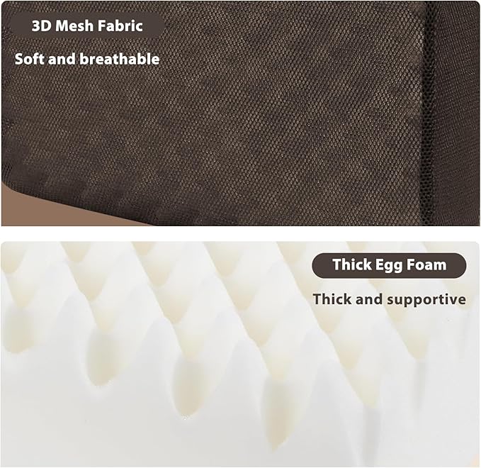 Extra Thick 5" Recliner Cushions for Elderly, 20"x20" Egg Shaped Foam Recliner Chair Cushion, Extra Large Egg Chair Cushion - Comfort & Support for Long Sitting - Brown - 20"x20"x5"