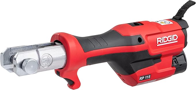 RIDGID 72553 Model RP 115 Mini Press Tool and Battery Kit with 1/2" to 3/4" ProPress Press Tool Jaws, 2V Li/Ion Battery, 12V Charger, and Carrying Case , Red