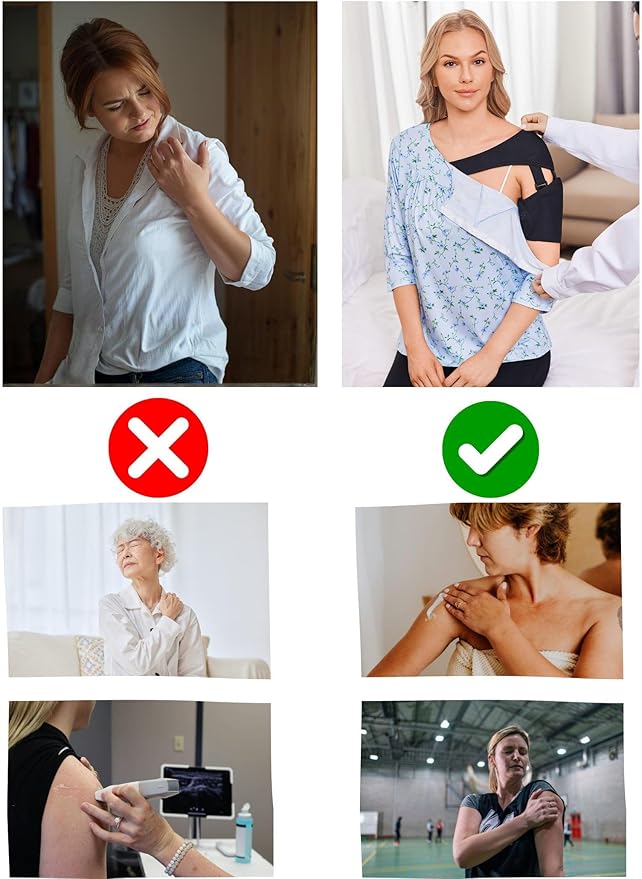 Deyeek Post Shoulder Surgery Shirt for Women Chemo Tear Away Shirt Snap Button 3/4 Sleeve Recovery Adaptive Clothing