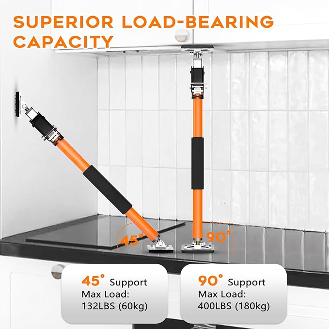HOLOTHURIAN Cabinet Jack Support Pole, 27.5-49.2 inches Third Hand Tools Adjustable Support Pole, 3rd Hand Support System for Upper Cabinet Installation, 400 LB Capacity, 2-Pack