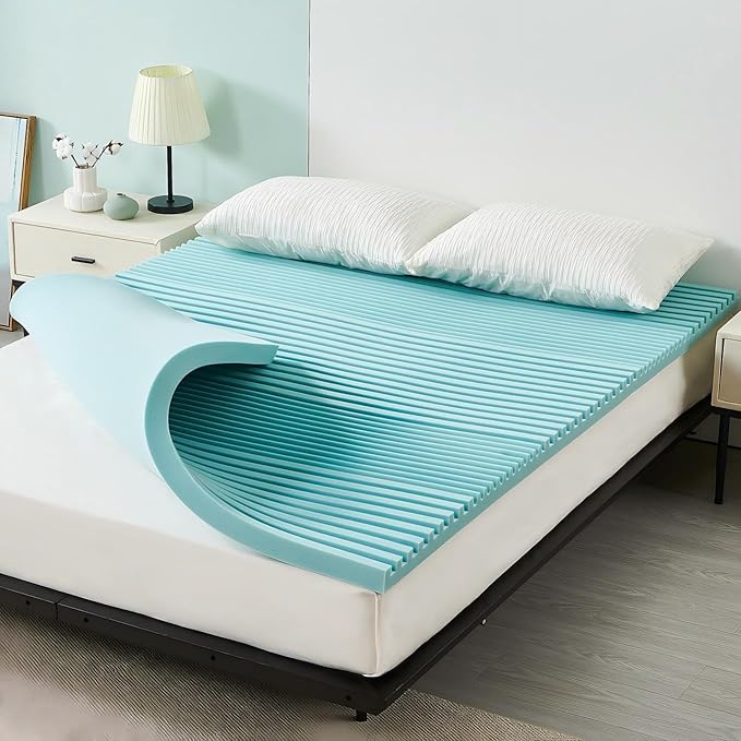 2 Inch Cooling Gel Memory Foam Mattress Topper Twin Size, 5-Zone Back Pain Relief College Dorm Mattress Topper, Orthopedic Pressure Relief Bed Topper, CertiPUR-US Certified