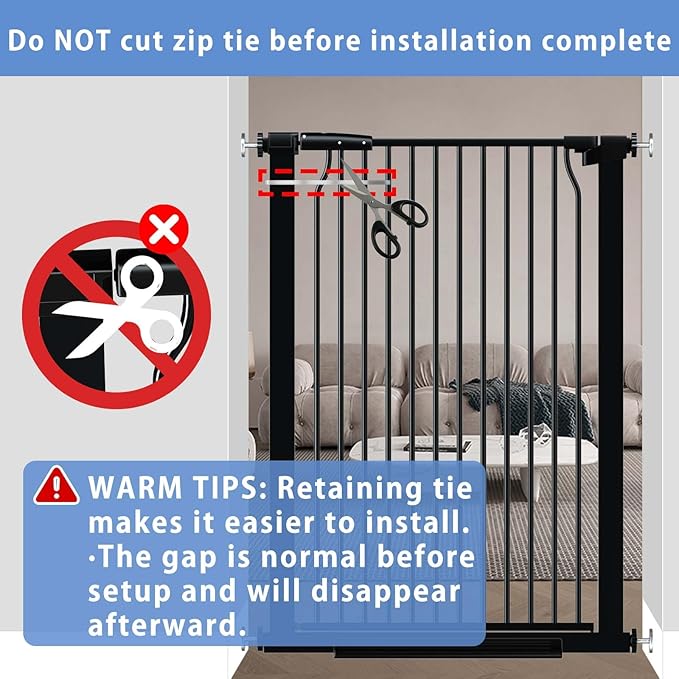 72.2"-76.7" Extra Wide Baby Gate, 40.5" Tall Dog Gate Indoor,Walk Through Pet Gates for Doorways Kitchen No Drilling Auto Close Pressure Mounted Safety Child Toddler Gate, Black