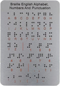 Braille Learning Board For Beginners With Raised Dots, Numbers And Punctuation,Aluminum Tactile Teaching Aid For Visually Impaired, 7.25X4.7 Inches
