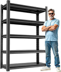 5 Shelf Heavy Duty Garage Shelving – Durable Metal Storage Shelf Organizer for Garage, Workshop, or Utility Rooms, Heavy Duty Shelving Rack for Maximum Strength 24" D x48 W x72 H