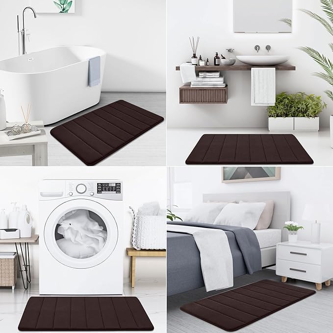 Buganda Memory Foam Bath Mat, 47" x 32", Ultra Soft and Non-Slip Bathroom Rugs, Water Absorbent and Machine Washable Bath Rug Runner for Bathroom, Shower, and Tub, Brown