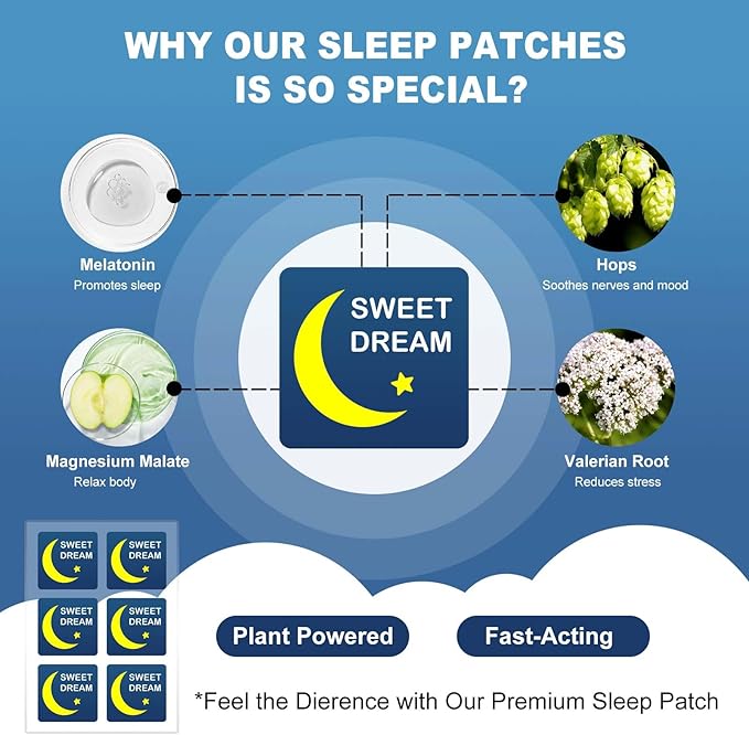 Sleep Patches for Adults Extra Strength, Natural Deep Sleep Patche with Melatonin & Valerian, Long-Lasting Night Comfort, Relax & Wake Up Refreshed, Easy to Use for Men & Women, 2 Box 120 Patches AA