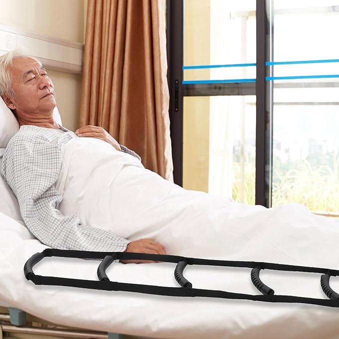 Adjustable 4-Layer Bed Ladder Strap for Elderly Seniors and Disabled Patients, Pull-Up Assist Rope for Bed Mobility and Sit-Up Support, Patient Support Aid for Bedroom Safety