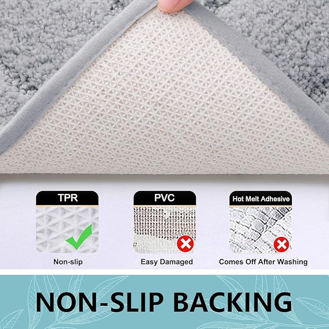 Buganda Bathroom Rugs, 59" x 24", Soft and Absorbent Microfiber Bath Rugs, Non-Slip Shaggy Shower Carpet, Machine Wash Dry Bath Mats for Bathroom Floor, Tub and Shower, Grey