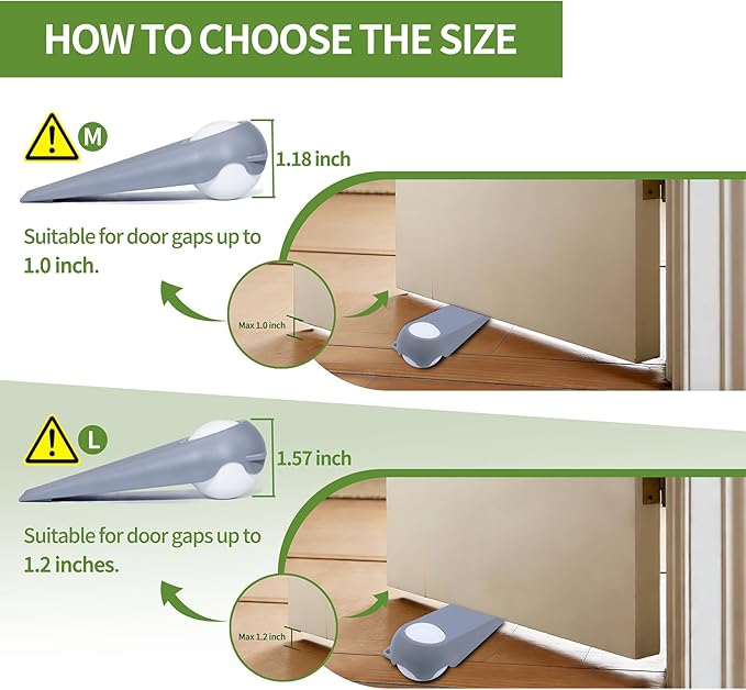 Door Stoppers for Bottom of Door, Rubber Door Stopper Wedges, Door Holders for All Types of Surfaces, 4 Pack Magic Ball Door Stops, 3.9 inch, Grey and White