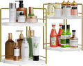 2 Pack Bathroom Counter Organizer, 2 Tier Corner Bathroom Counter Organizer Wooden Vanity Organizers for Bathroom Organizers and Kitchen Storage Dresser Decoration
