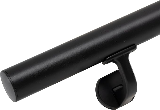 6 ft Handrails for Indoor Stairs,Deck,Slope,Modern Aluminum Handrail Set, Wall Mounted, with Zink-Alloy Brackets Aluminium Railing System,Rust Free. (Matte Black, 6FT)