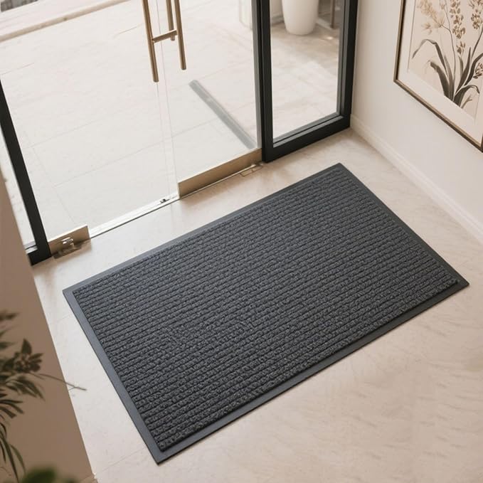 2 Pack 60"x36" Brush Step Entrance Mat - Indoor Outdoor Carpet Doormat with Deep Scraper & Rubber Border, for Dry Indoor/Outdoor Use at Door, Patio, Garage, Kitchen, Laundry Room