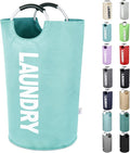 Large Laundry Basket Collapsible，Freestanding Clothes Hamper Bag with Handles – Tall Folding Dirty Laundry Bin，Sturdy Laundry Sorter for College Dorm，Laundry Room – 131L (Light Blue)