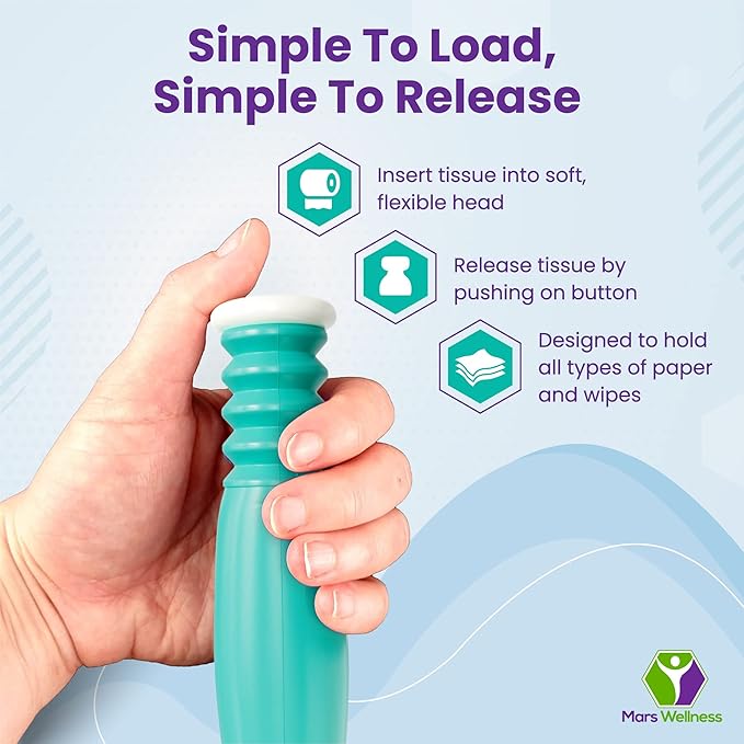 Mars Wellness Self Wipe Assist Bottom Wiping Toilet Aid Wiping Wand - Long Reach Comfort Wipe Extender - Daily Living Aid for The Disabled - Colors Vary (1.25 Foot (Pack of 1))