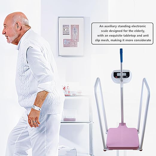 Assist The Elderly in Measuring Weight gain While Standing, with an Electronic Scale with armrests, Suitable for use in clinics, Hospitals, Schools, Nursing Homes (Pink)