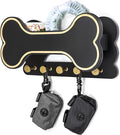 MTERSN Decorative Dog Leash Holder for Wall - Dog Stuff Organizer and Doggie Bone Key Holder Wall Mount with 5 Cute 3D Puppy Paw Hooks & Storage Shelf - Apartment Essentials (Black)