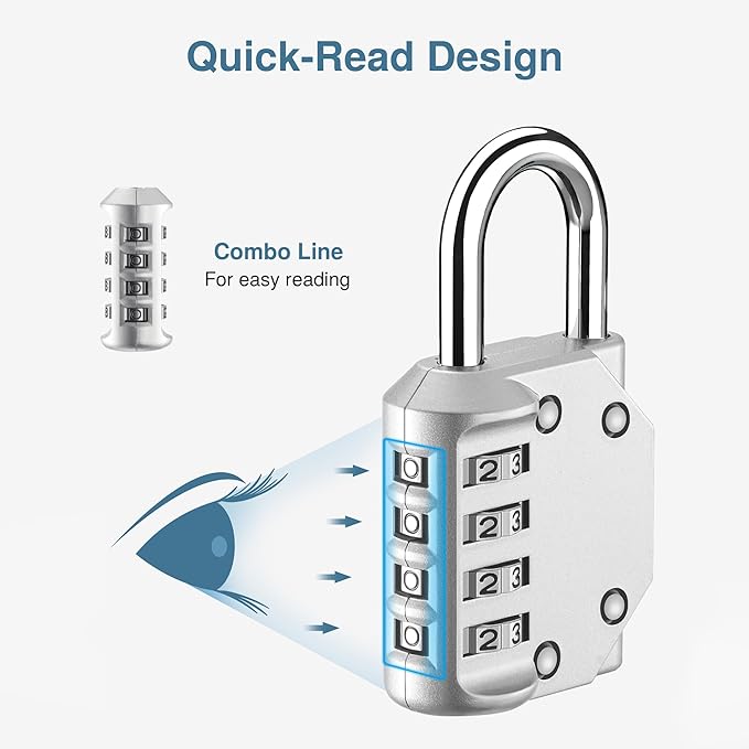 Puroma 2 Pack Combination Lock for Locker 4 Digit Outdoor Waterproof Padlock for School, Gym, Sports, Fence, Toolbox, Gate, Case, Outdoor, Hasp Storage, Cabinets (Silver)