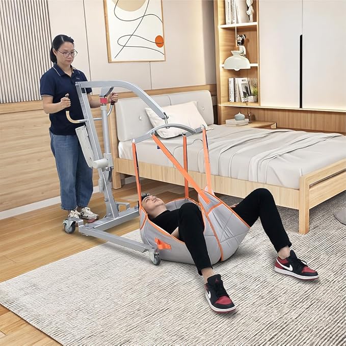 Patient Lift for Home use, Patient Lift Transfer Chair with Full Body Sling, Rechargeable Lift Elderly from Floor, 400lbs Weight Capacity, Ultra-Quiet Motor, Easy Disassemble