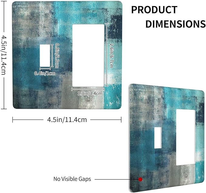 Outlet Covers Teal Blue Modern Geometric Abstract Turquoise Green 1 Toggle 1 Rocker Combination Decorative Wall Plate Electrical Switch Plates Light Switch Cover Plate for living Room Bedroom