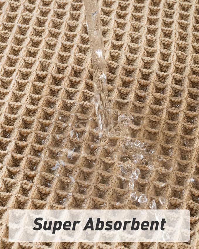 AMOAMI Upgraded Waffle Bath Mat, Super Absorbent Non Slip Bath Mats for Bathroom Floor, Machine Washable Bathroom Rugs with Tassels, Rubber Backed Bathroom Mats, Ultra Soft, 20" x 32", Brown