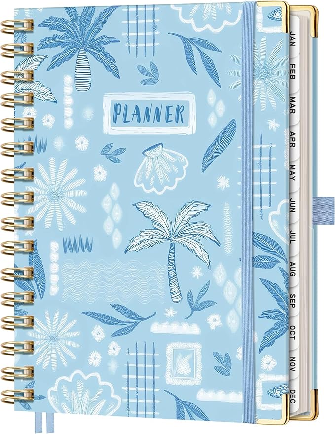 AHGXG 2026 Planner, Weekly and Monthly Planner for Women, Jan 2026 - Dec 2026, Medium Size (5.7" x 8.3"), Calendar 2026, Hardcover with Monthly Tabs, Spiral-Bound, 100 GSM Thick Paper, Blue-Ocean