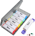 Weekly Pill Organizer 2 Times a Day - 7 Day AM PM Pill Box Large Travel Pill Case, Daily Pill Container Dispenser for Vitamins, Supplements, Fish Oils, Medication Storage Pill Holder, White