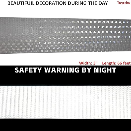 White Reflective Tape Outdoor Waterproof 3 inch, High Visibility Hazard Conspicuity Safety Industrial Marking Tape (66 feet)