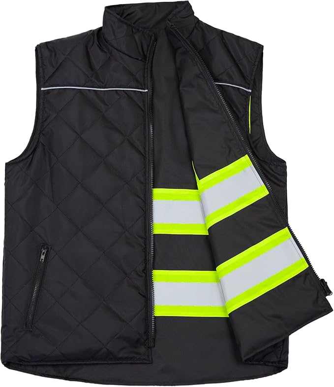JORESTECH High Visibility Reversible Insulated Safety Vest with ANSI Compliant Reflective Tape Bodywarmer