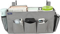 Surblue Bedside Organizer with Hook Caddy Storage Bag with Adjustable Straps and Water Bottle Holder for Home College Dorm Bunk Bed Accessories, Crib, Hospital, Grey