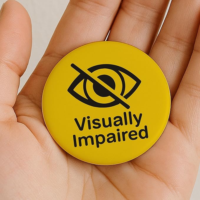 Visually Impaired Information Badge, Partially Sighted Badge, Nonverbal Communication Aid for Visual Impairment, Accessible Pin, Hidden Disability Awareness, 2.2"