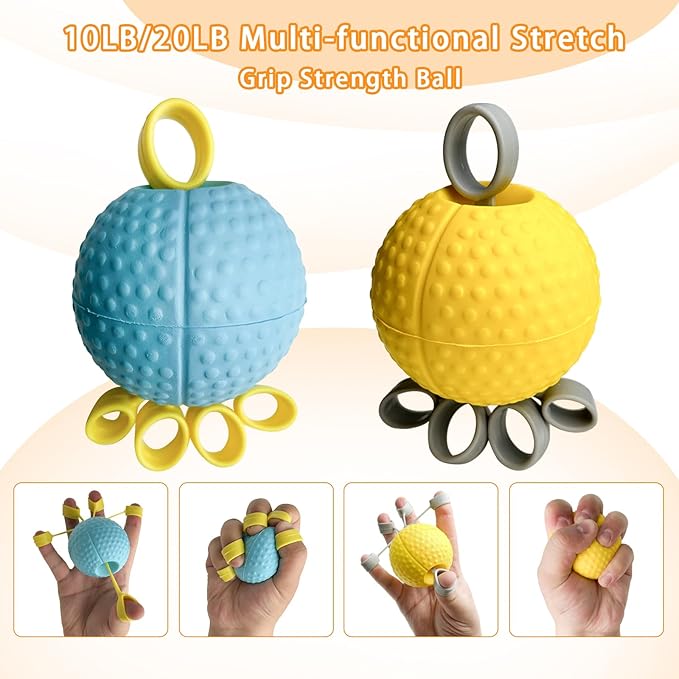 Hand Exercise Ball Squeeze Balls for Hand Therapy Finger Extension Exerciser Finger and Wrist Strengthener, Hand Grip Strengthener for Elderly, Weak Hand, Arthritis, Stroke, Carpal Tunnel