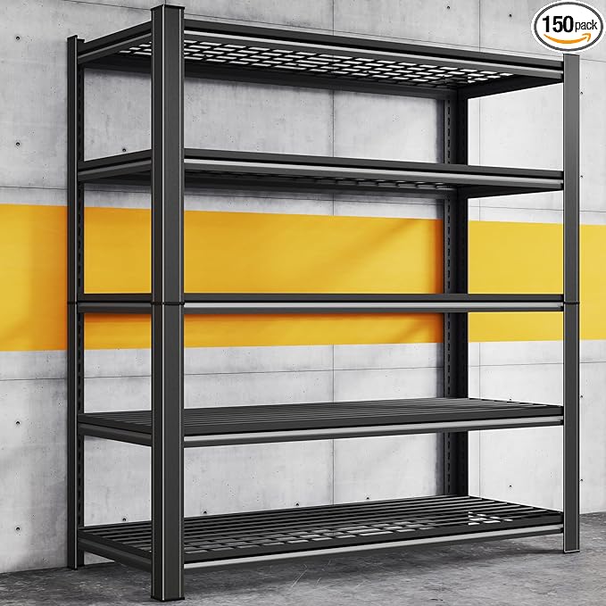 72" H X 48" W X 24" D Heavy Duty Garage Shelving Unit 5 Tier 3500 LBS Storage Shelves Adjustable Industrial Metal Wire Shelf Unit for Garage,Basement,Pantry,Warehouse,Commercial