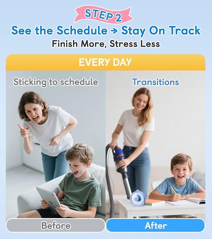 5-in-1 Visual Timer and Schedule Planner for Kids with ADHD & Autism – Learning Materials Bundle, Task Timer with Chore Chart Board for Kids, Sensory Products for Home, School (100+ Cards)