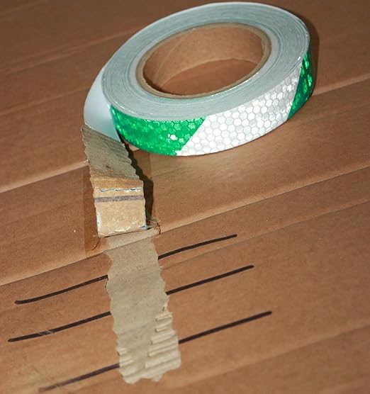 Green and White Reflective Tape Outdoor Waterproof 1 inch X 66 feet, High Visibility Hazard Conspicuity Industrial Marking Tape