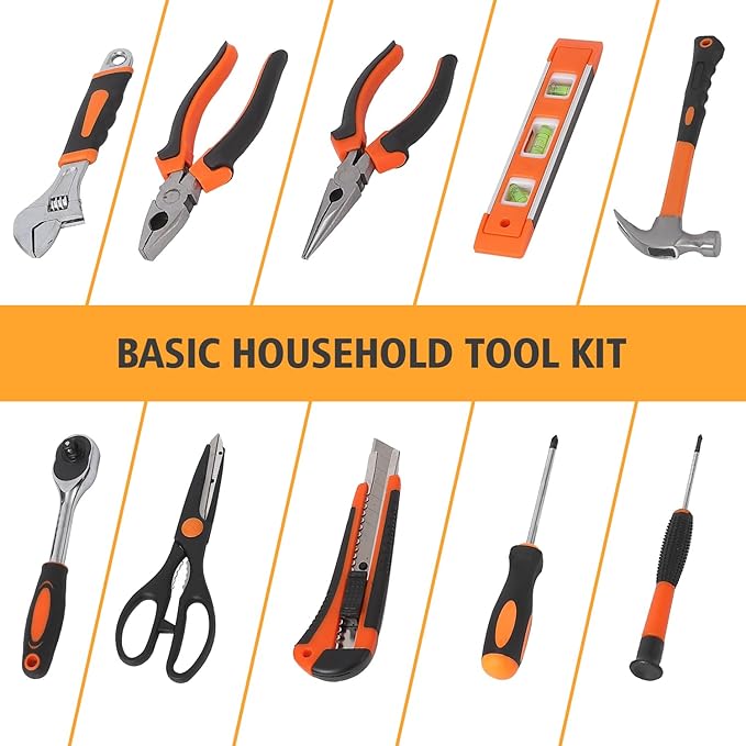 247 Piece Tool Set, General Home/Auto Repair Tool Kit, Combination Package Mixed Tool Set Hand Tool Kit with Plastic Toolbox Storage Case