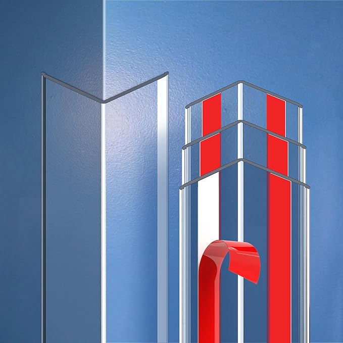 Clear Self-Adhesive Wall Corner Protectors-4 PCS of Corner Guards & Edge Protector for Baby, Furniture, Door, Tables, Cover Sharp Furniture, Easy to Install (3cmx120cm/1.18inx47.2in)