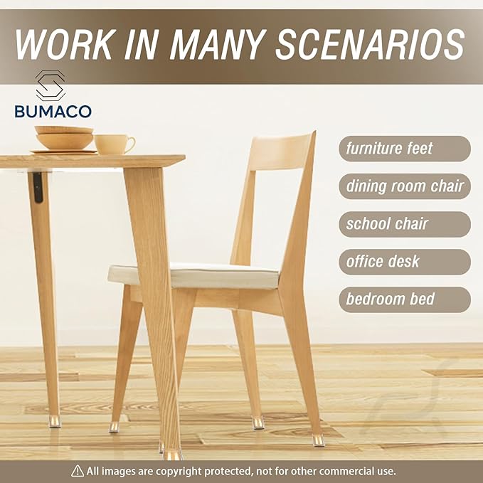 BUMACO Chair Leg Floor Protectors Square Chair Leg Protectors for Hardwood Floors Silicone Pads Covers to Protect Floors Clear-20 Pcs Square L (1-1/16" to 1-5/8")